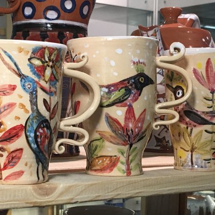 чашечки с птицами