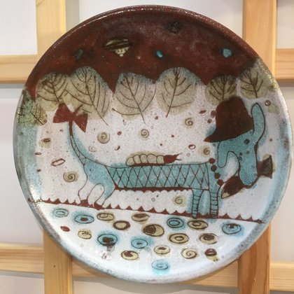 тарелка 25см "Такса на рыбалке"